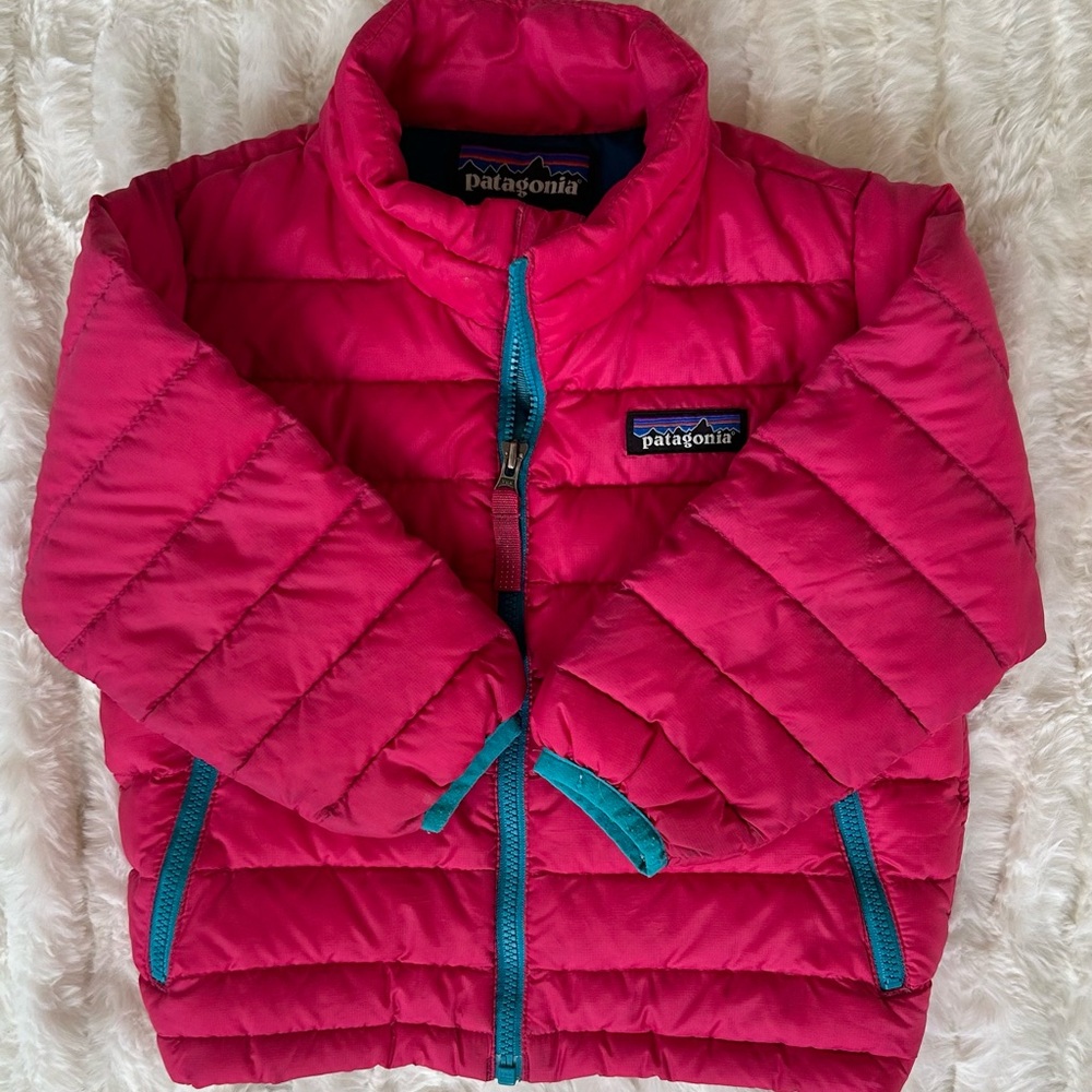 Patagonia Pink and Teal Puffer Jacket